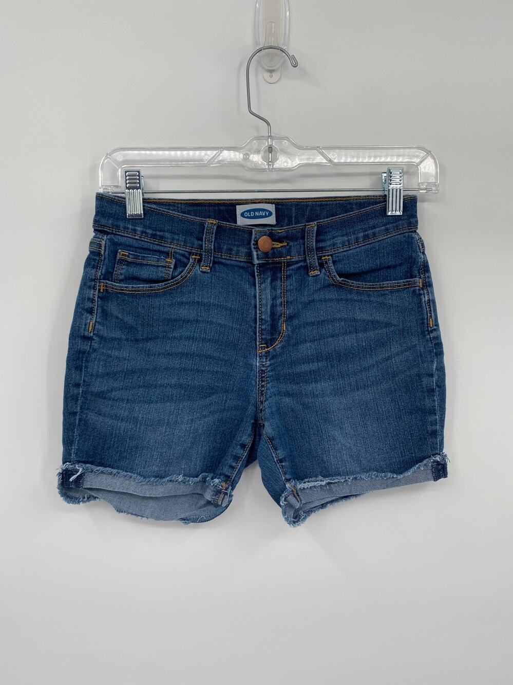 Old Navy Midi Frayed Dark Wash Denim Shorts Girls's 12
